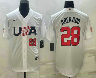 Men's USA Baseball #28 Nolan Arenado Number 2023 White World Baseball Classic Replica Stitched Jersey,We sell and wholesale Men's USA Baseball #28 Nolan Arenado Number 2023 White World Baseball Classic Replica Stitched Jersey on line form chian!